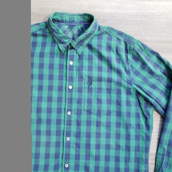 AE Athletic Fit Plaid Button Down Shirt - Picture 7 of 7